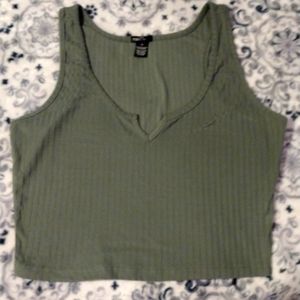 Rue21 Olive Slight Vneck & Racer Back Cropped Tank Sz XL EUC